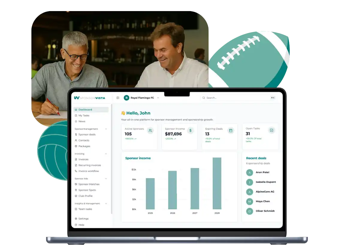 Sponsorvista dashboard met sponsorbeheer overzicht